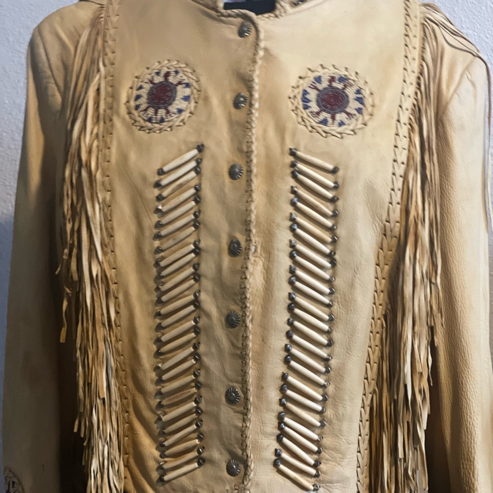 Amazing Leather jacket - Gorgeous beaded fringe Jacket